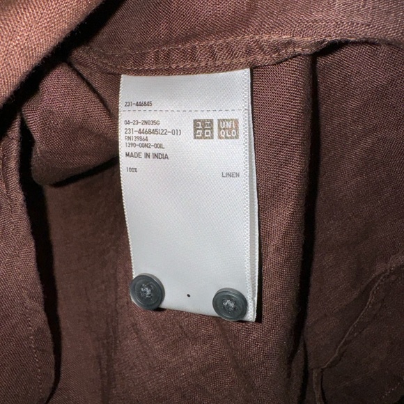 UNIQLO Linen Button Up - Brown - Picture 4 of 4